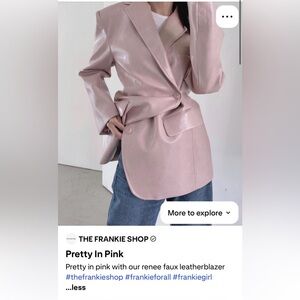 The Frankie Shop Renee Asymmetric Faux Leather Pink Blazer
